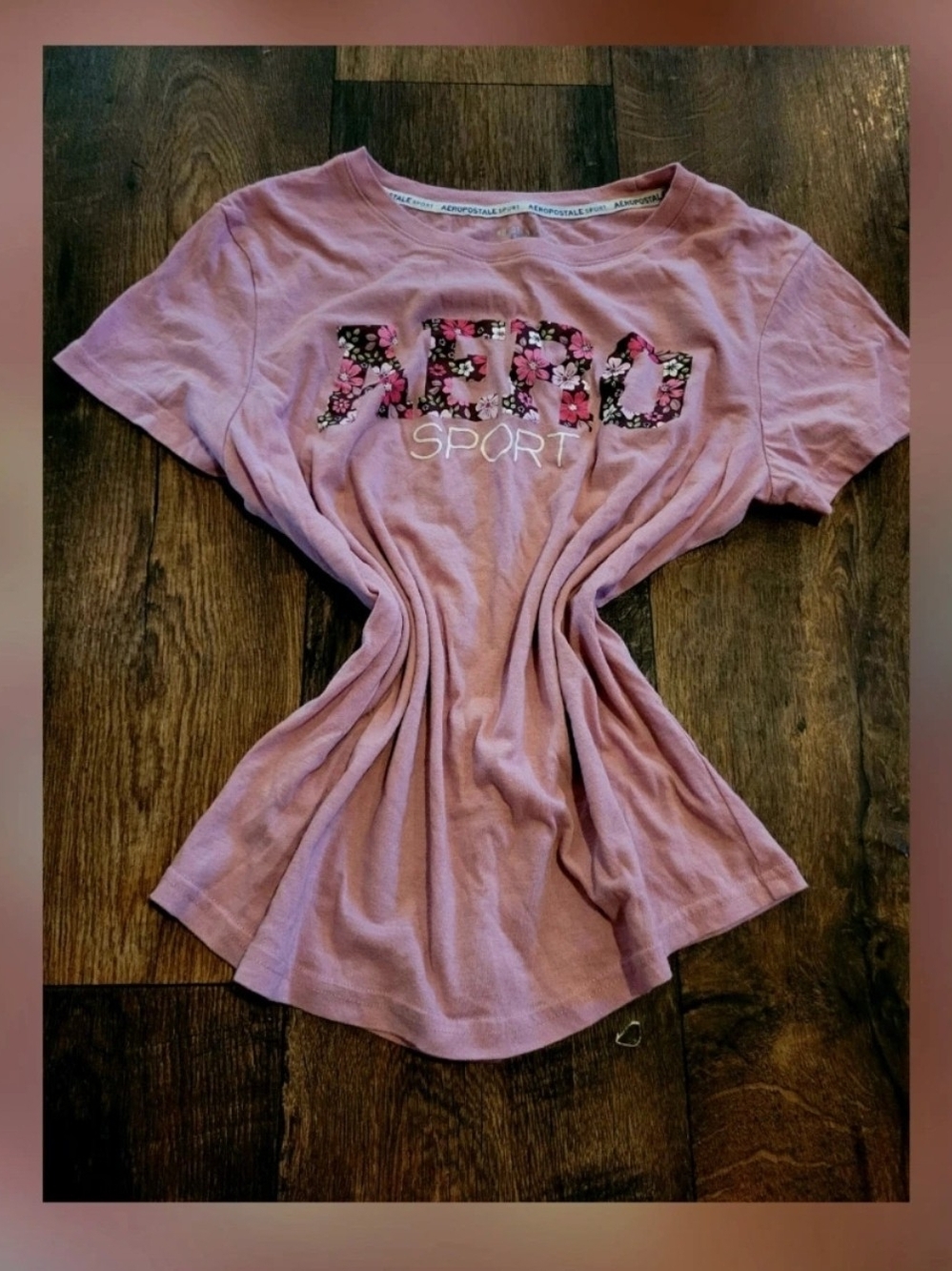 Aeropostale Floral Logo Sport Tee - Dusty Pink